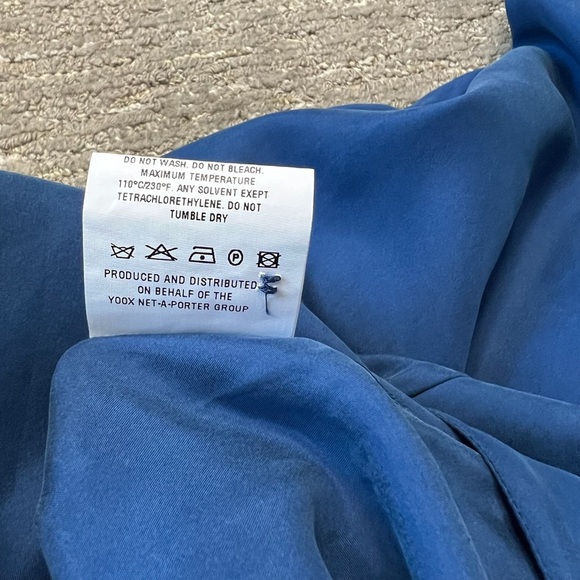 NWT Iris & Ink Silk Jumpsuit Blue Short Sleeve Button Front Coveralls Size 14 - Picture 8 of 9